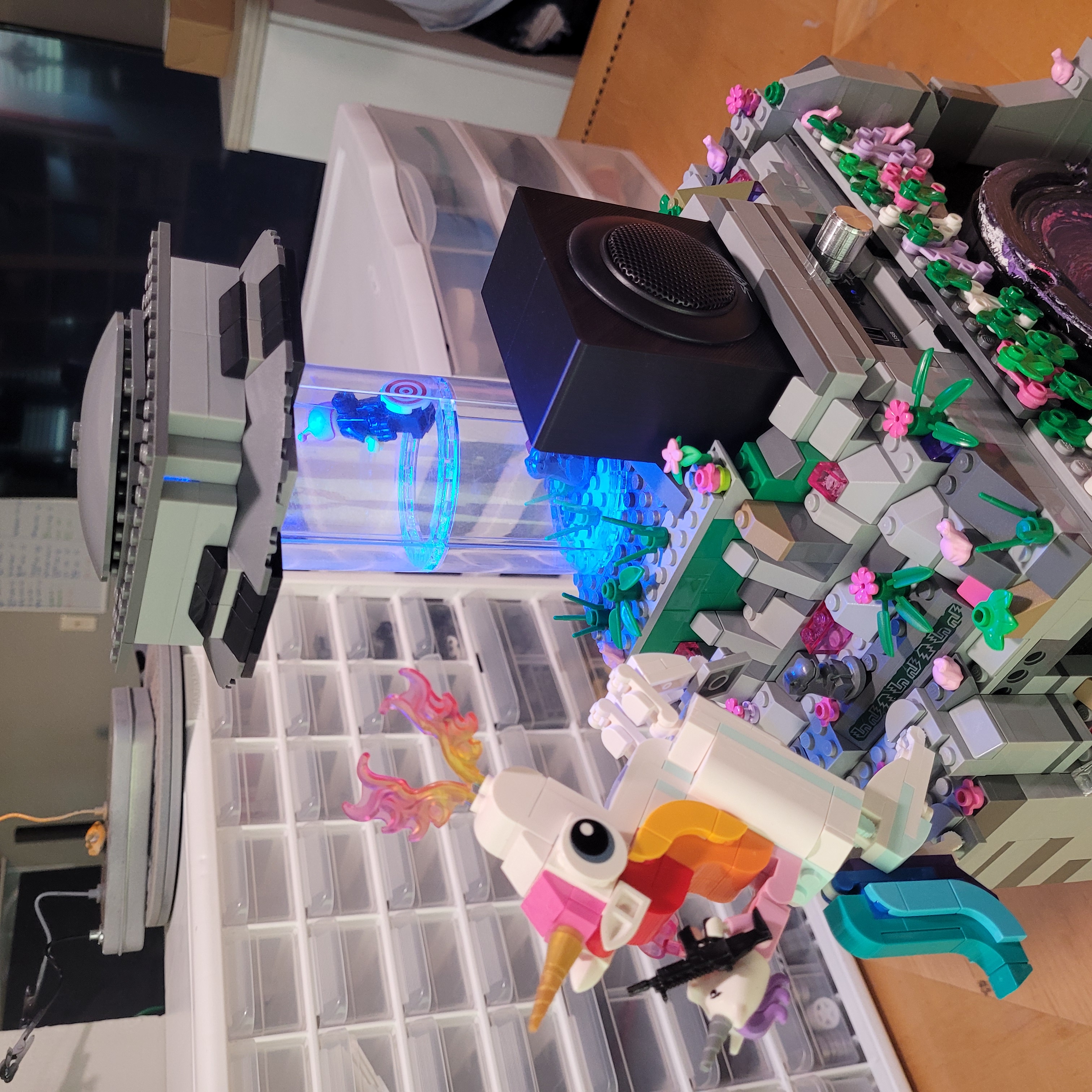 LEGO scene Bluetooth speaker — top left angle