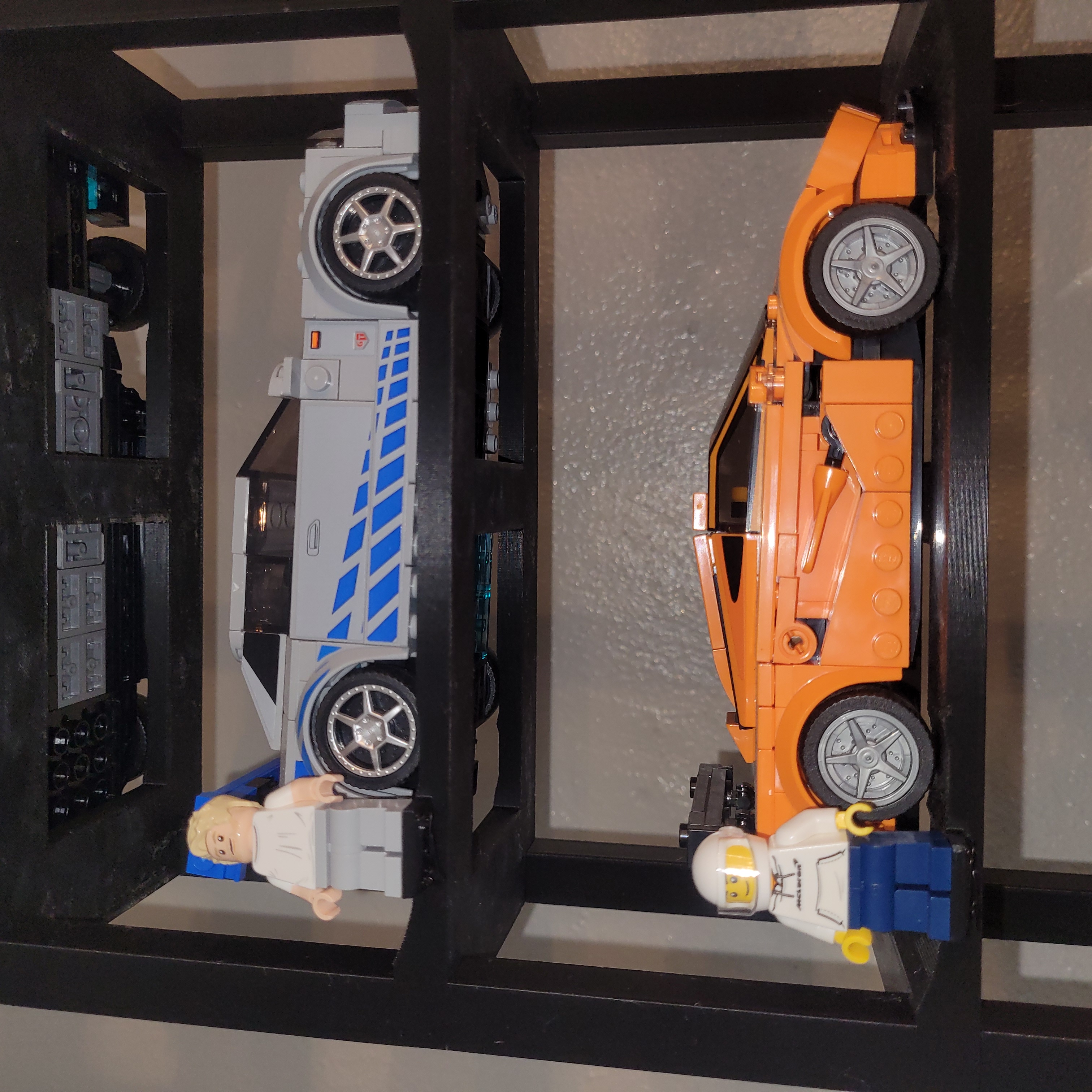 Full wall display of stacked Speed Champions stands