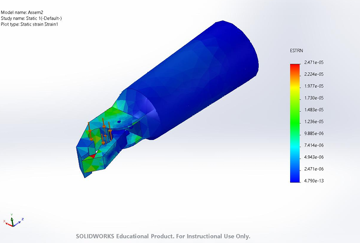 Strain FEA plot of the prosthetic arm