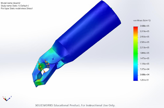 Von Mises stress FEA plot of the prosthetic arm